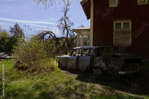 Vászonkép Abandoned classic car broken down