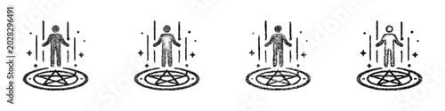 Photos Sketch black and white summoning icon design set
