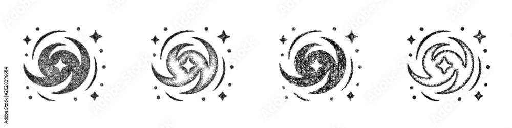 Fototapeta premium Sketch arcane energy icon design set