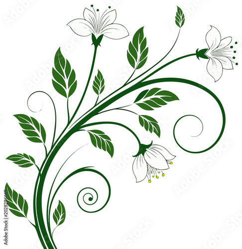 Green vine floral arrangement with leaves.