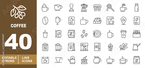 Photos Coffee Line Icon Set