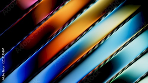 Φωτογραφία Diagonal glass lines with vivid reflections and bright color transitions