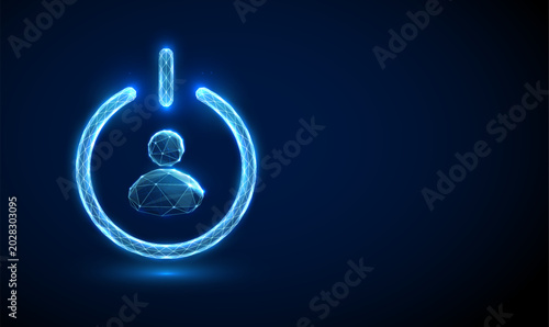 Obraz na płótnie 3D blue avatar icon in a power button