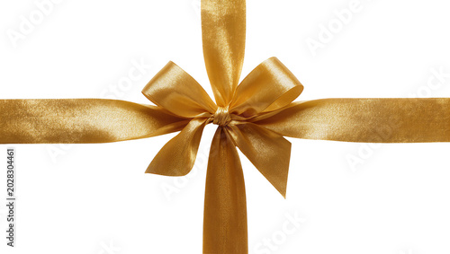 Canvas-taulu Golden satin ribbon bow knot with flowing tails