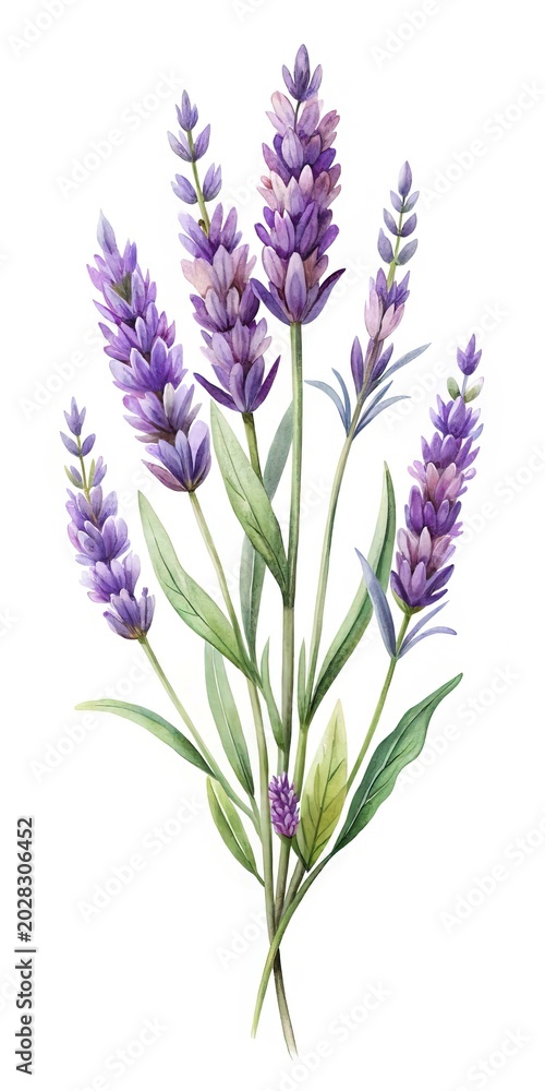 Fototapeta premium Purple lavender flowers in a bouquet - Fresh lavender flowers with purple and blue hues arranged in a natural bouquet against a clean background.