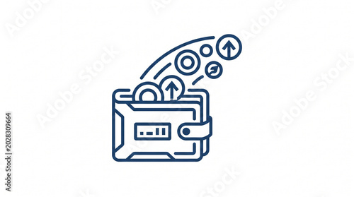 Professional vector icon of a growing wallet with money