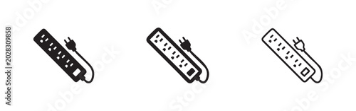Fotografie Power strip and surge protector icon set