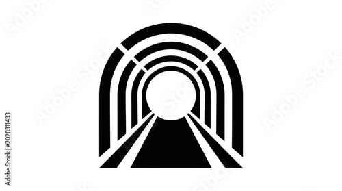 Bild auf Leinwand Tunnel icon features a stylized arched structure with a central circular opening representing a passage or gateway