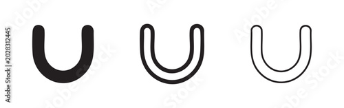 Fotografía Horseshoe Magnet Icon Set in Solid, Outline, and Hand-Drawn Styles for Science a