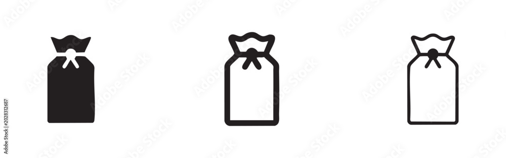 Obraz premium Drawstring Gift Pouch Icon Set Hand Drawn Vector Illustration for Retail and Celebrations
