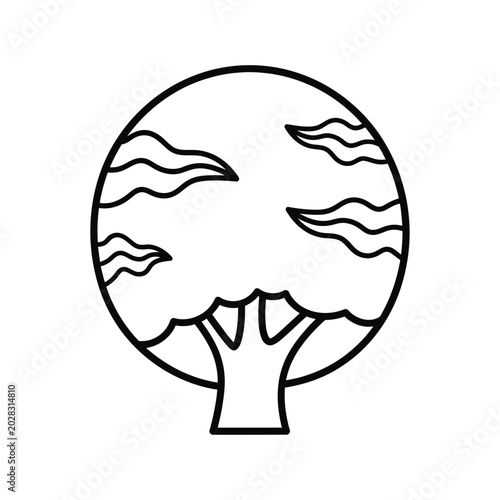 Tree with wavy lines.