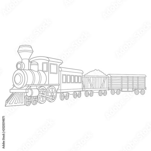 Vintage Steam Train Locomotive Engine.