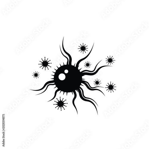 Virus Particle Illustration Black.
