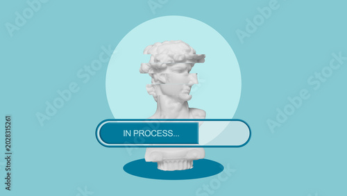 Obraz na płótnie AI image generation and deepfake technology concept with classical sculpture, ar