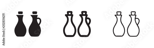 Εκτύπωση καμβά Olive oil bottle and vinegar cruet icons