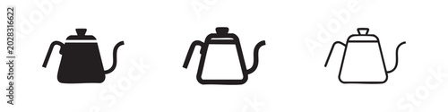 Bild auf Leinwand Gooseneck coffee kettle icon set