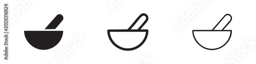 Bild auf Leinwand Mortar and pestle icon set