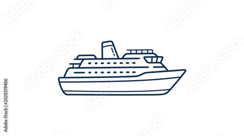 Fotografie Simple Line Drawing of a Large Passenger Ship.