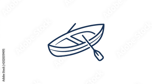 Canvas-taulu Simple Line Drawing of a Rowboat with Oars.