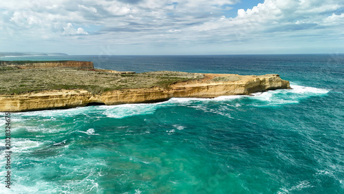 Konstfotografi Sherbrook River Beach, Great Ocean Road, Port Campbell, Victoria: 4K aerial dron
