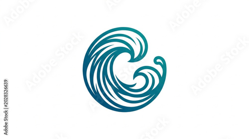 Photos Stylized Blue Wave Icon Symbol.