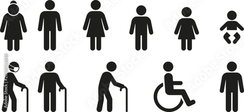 Canvastavla Diverse human icons representing different ages and abilities