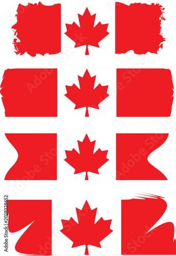 Canada flag maple leaf symbols vector graphics set red