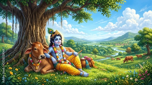 festival of happy shree krishna janmashtami abstract design background.