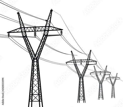 Foto High Voltage Electricity Transmission Towers with Overhead Power Lines for Indus
