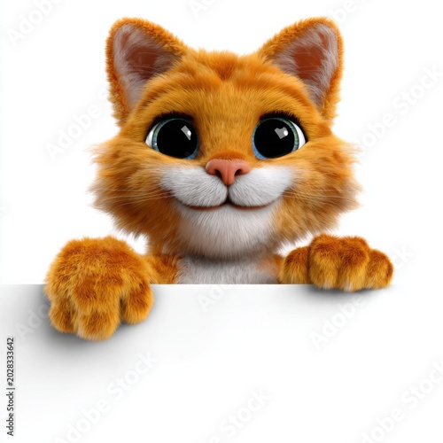 Orange furry cartoon cat mascot illustration with white background