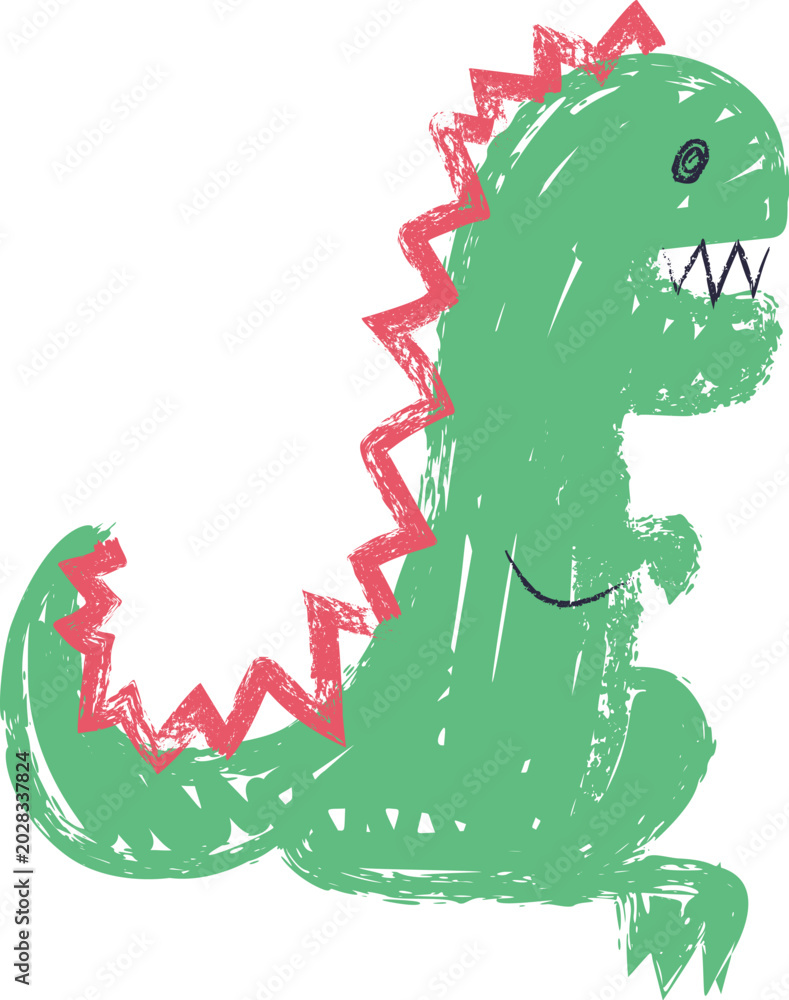 Obraz premium Dinosaur Roaring With Spikes Sketch Style
