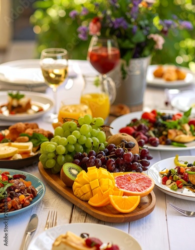A beautiful table setting with fresh fruits
