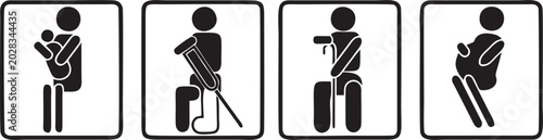 Fotografie Priority Seat Passenger Safety Instruction Icon Vector Illustration