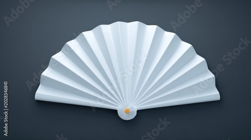 Elegant white paper fan isolated on a dark background for design concepts