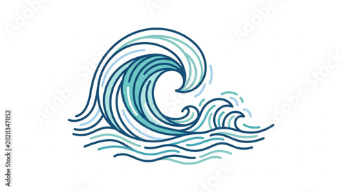 Tableau sur toile Stylized Illustration of a Powerful Ocean Wave Crashing.