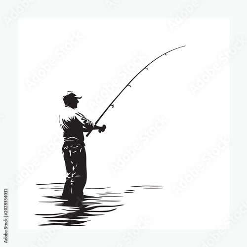 man fishing on the lake