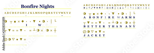 Tableau sur toile Bonfire Nights secret message cryptogram with answer for printing