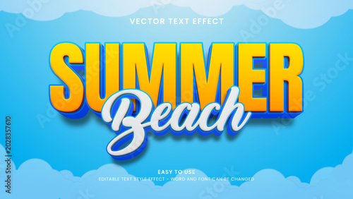 summer beach editable text effect 3d vector