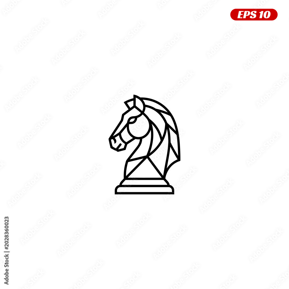 Fototapeta premium Geometric Chess Knight Head Icon Vector Art.