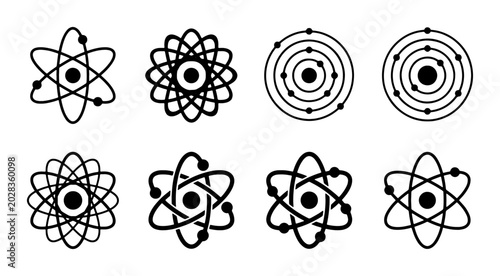Foto Atomic Structure Icons, Science Symbols, Chemistry Models, Physics Concepts, Vec