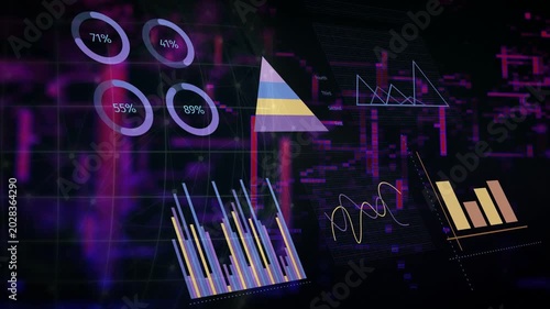 On data ping, cluster HUD updating: four rings cycling, bars rising, falling, showing live metrics
