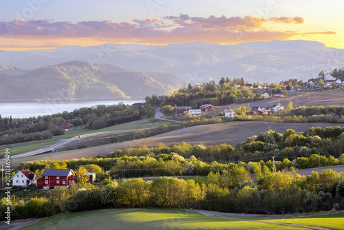 Agricultural area Byneset in the spring, Norway