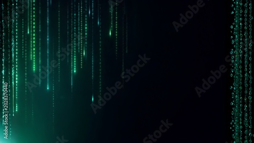 Green Digital Matrix Rain Binary Code Technology Background