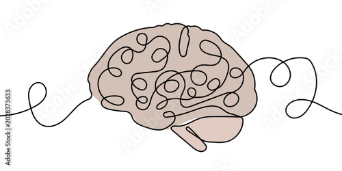 Foto Abstract Human Brain Continuous Line Art Illustration