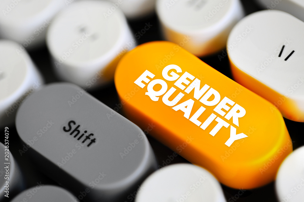 Fototapeta premium Gender Equality - when people of all genders have equal rights, responsibilities and opportunities, text concept button on keyboard