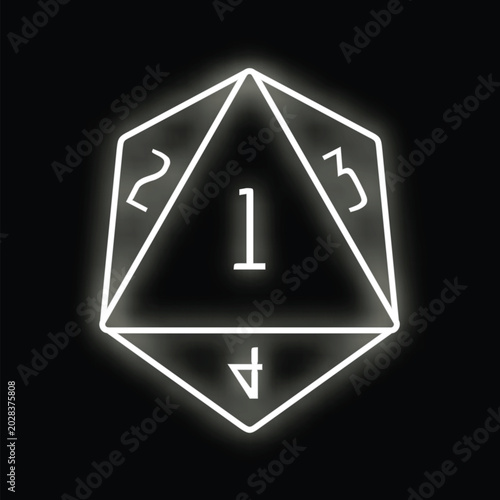 Canvas Print D20 die icon glowing with number one showing, representing chance and roleplayin