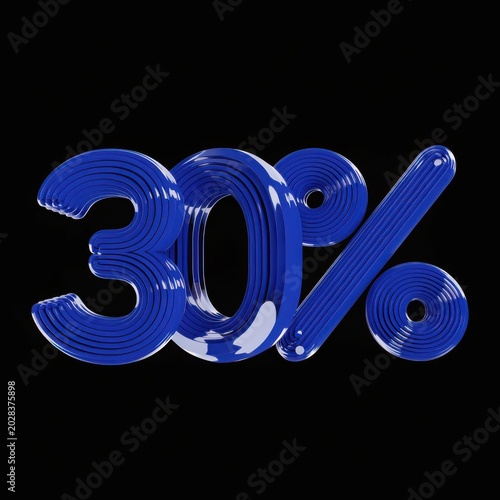 3d rendering of a blue percent symbol on a blue background