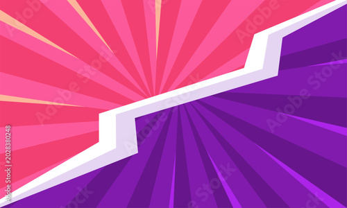 Foto Dynamic split screen background with contrasting colors and radial lines