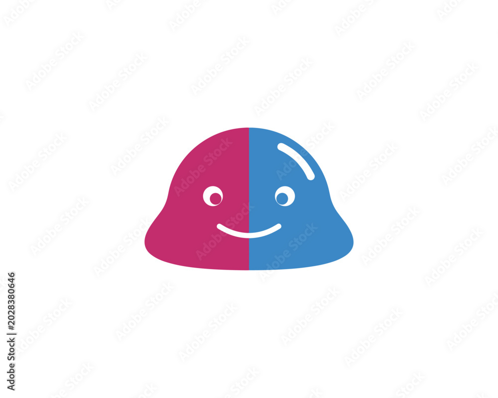 Fototapeta premium Playful Blue and Pink Smiley Blob in Whimsical Cartoon Style Illustration
