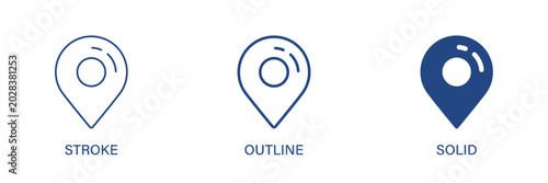 Foto Map icon with editable stroke, outline and solid styles
